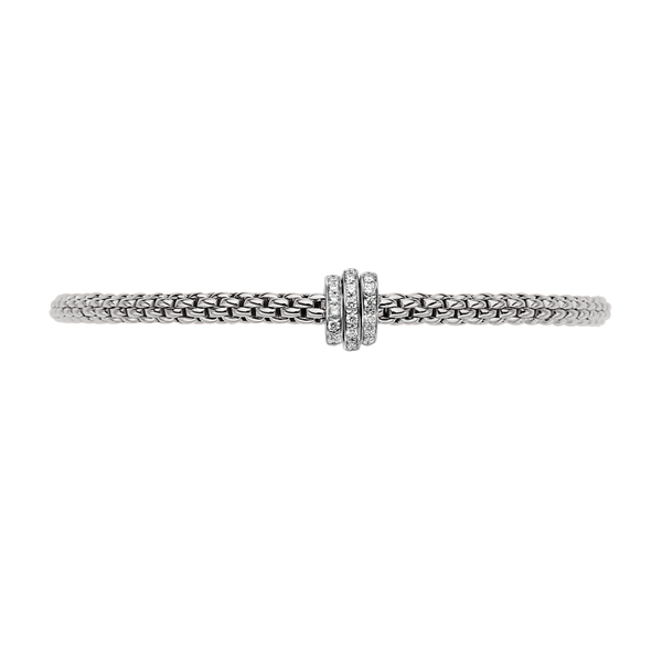 FOPE Prima 18ct White Gold Bracelet With Three Pavé Set Diamond Rondels - Berry's Jewellers