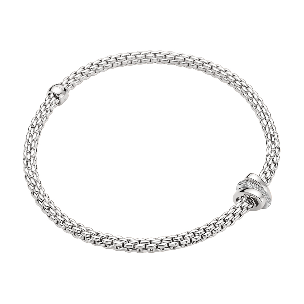 FOPE Prima 18ct White Gold Triple Rondel Bracelet With Pavé Set Diamonds - Berry's Jewellers