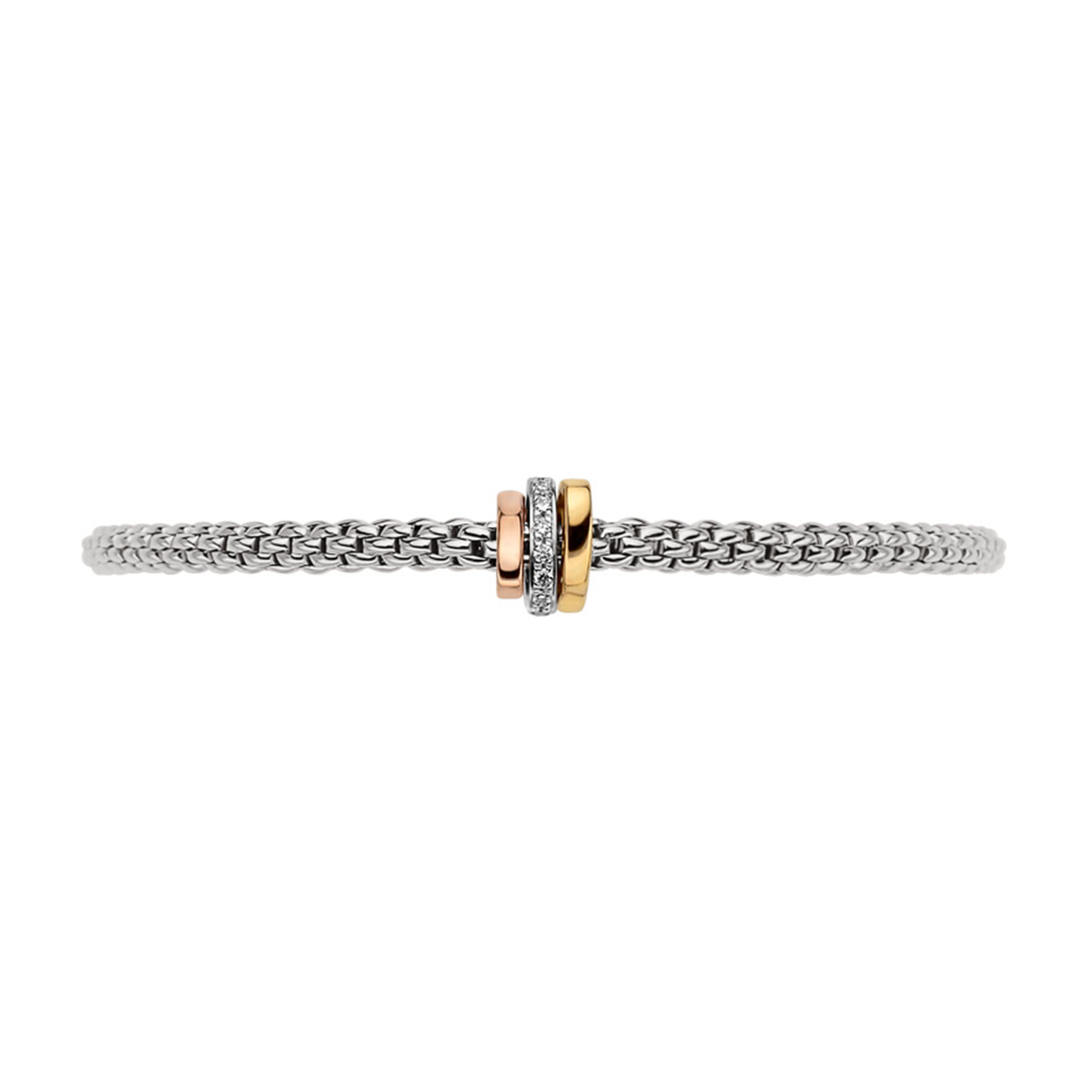Prima 18ct White Gold Bracelet with Three Multi-Tone Rondels