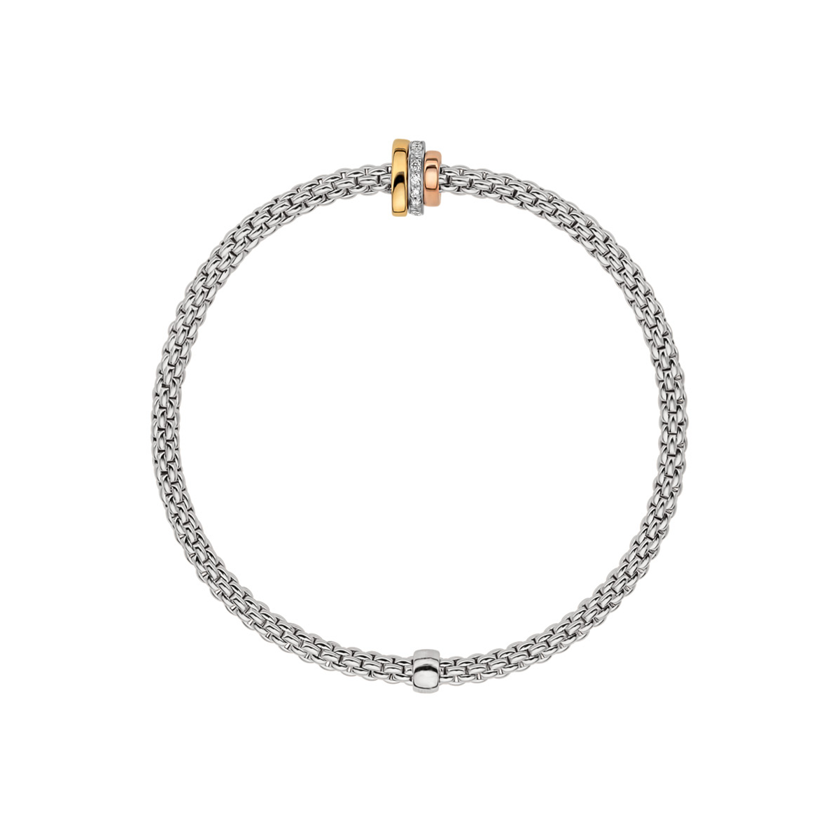 Prima 18ct White Gold Bracelet with Three Multi-Tone Rondels