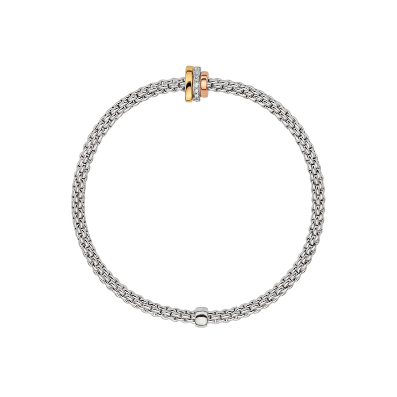 Prima 18ct White Gold Bracelet with Three Multi-Tone Rondels