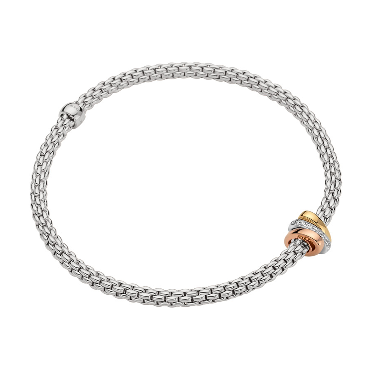 Prima 18ct White Gold Bracelet with Three Multi-Tone Rondels