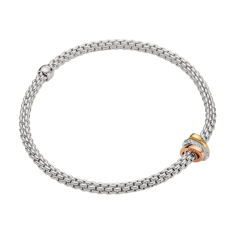 Prima 18ct White Gold Bracelet with Three Multi-Tone Rondels