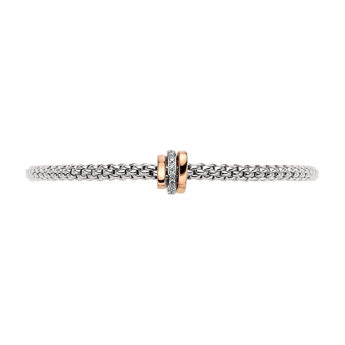Prima 18ct White Gold Bracelet with Rose Gold and Diamond Set Rondels