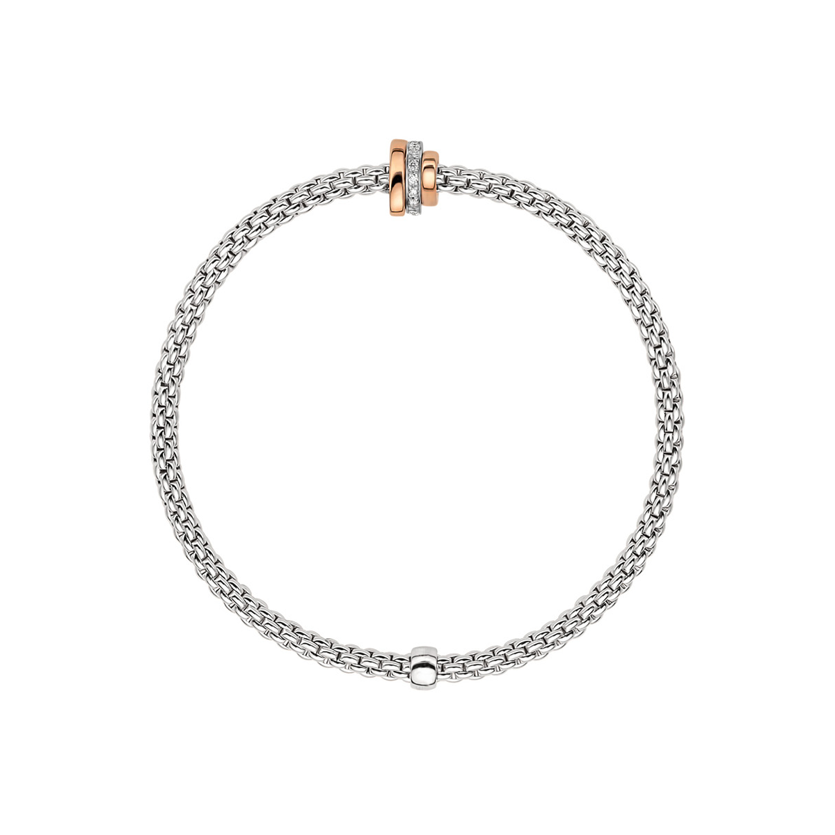 Prima 18ct White Gold Bracelet with Rose Gold and Diamond Set Rondels