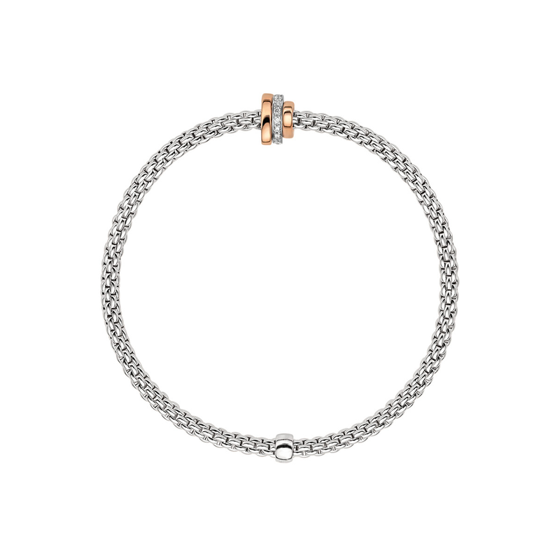 Prima 18ct White Gold Bracelet with Rose Gold and Diamond Set Rondels