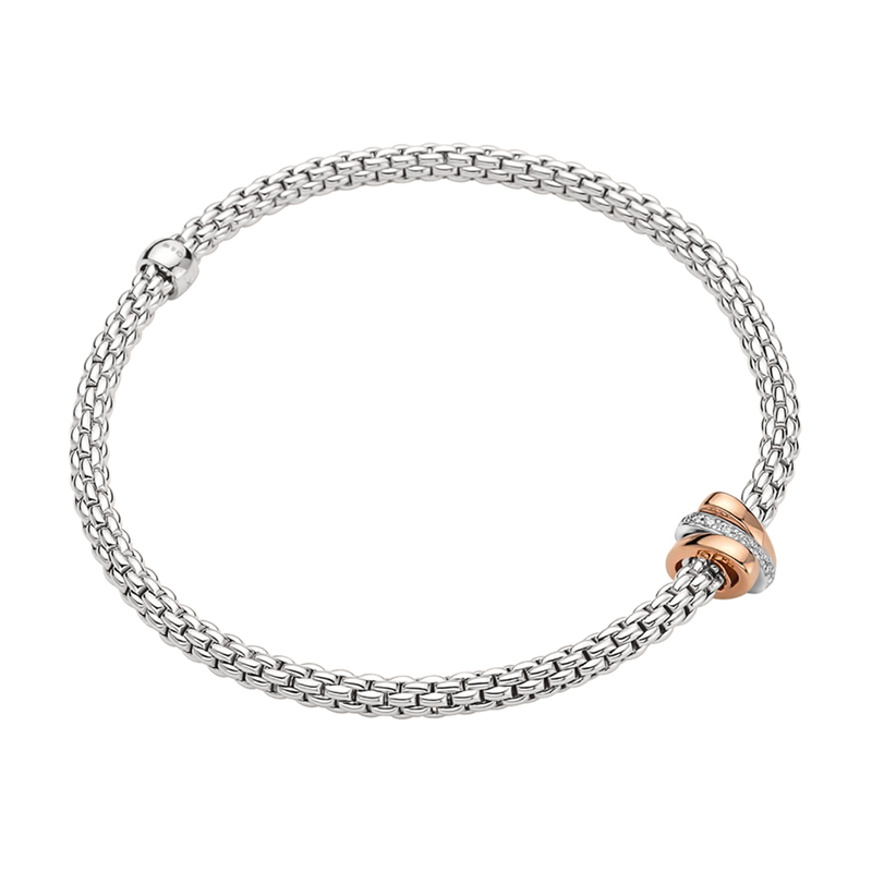 Prima 18ct White Gold Bracelet with Rose Gold and Diamond Set Rondels