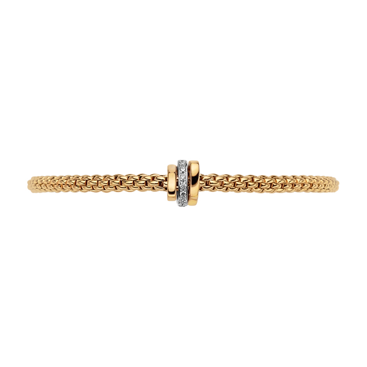FOPE Prima 18ct Yellow Gold Bracelet With Diamond Set And Plain Rondels - Berry's Jewellers