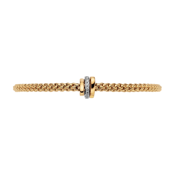 FOPE Prima 18ct Yellow Gold Bracelet With Diamond Set And Plain Rondels - Berry's Jewellers