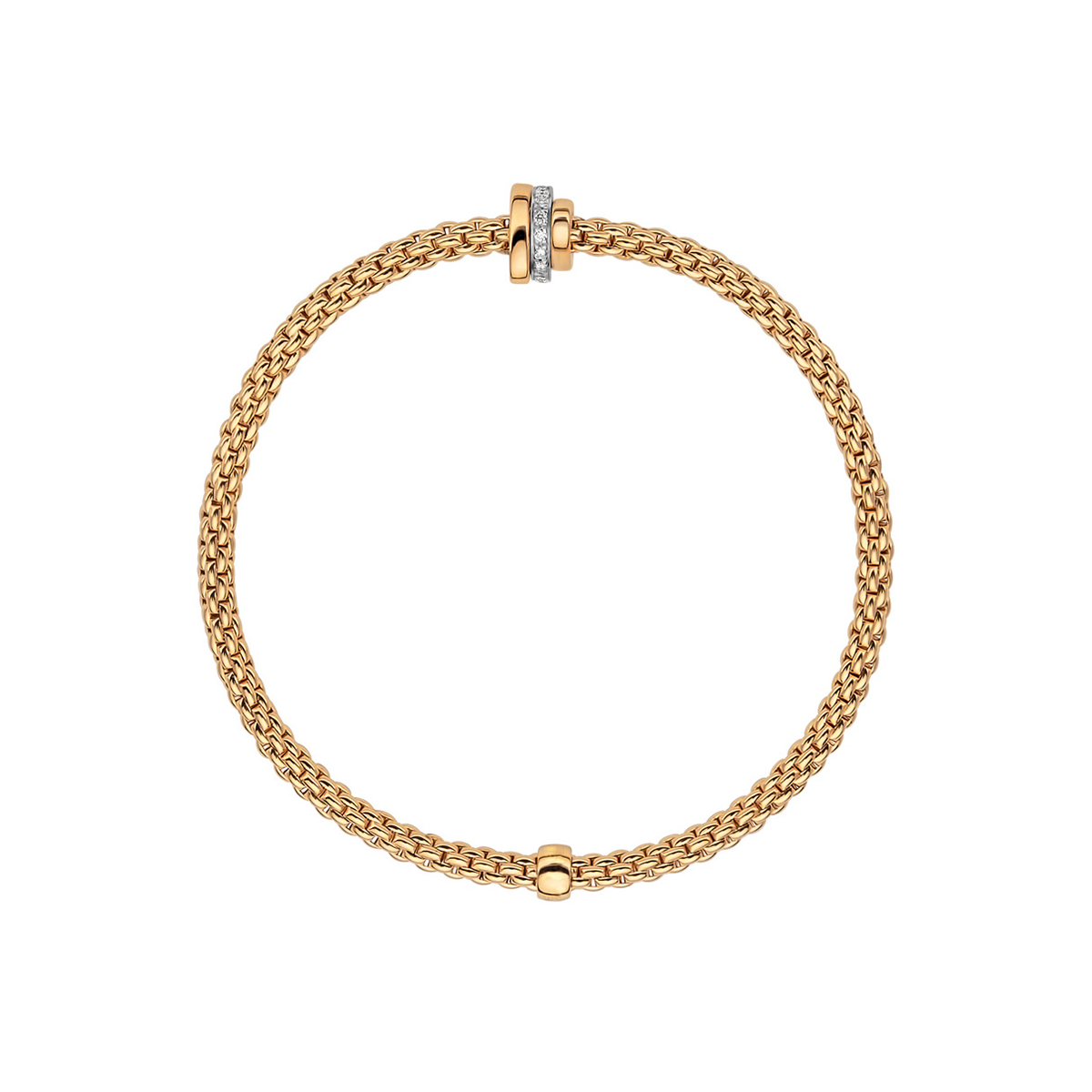 FOPE Prima 18ct Yellow Gold Bracelet With Diamond Set And Plain Rondels - Berry's Jewellers