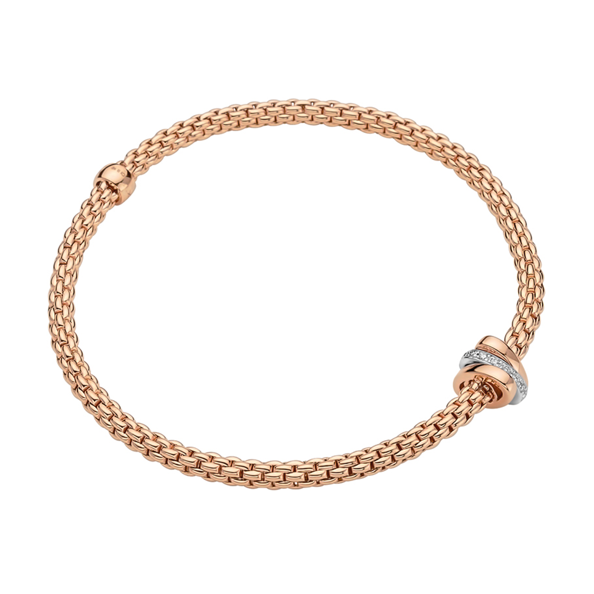FOPE Prima 18ct Rose Gold Triple Rondel Bracelet With Pavé Set Diamonds - Berry's Jewellers