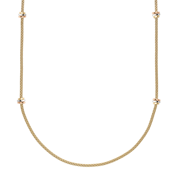 FOPE Prima 18ct Yellow Gold Long Necklace With Multi-Tone Gold Rondels - Berry's Jewellers