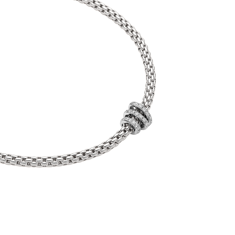FOPE Prima 18ct White Gold Necklace With Three Diamond Set Rondels - Berry's Jewellers