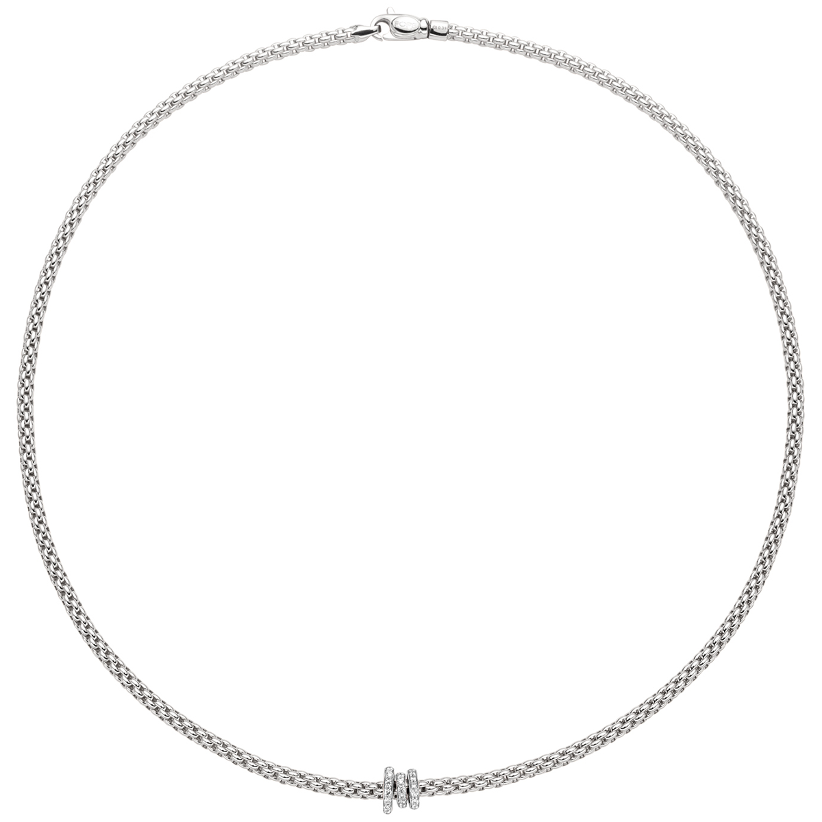 FOPE Prima 18ct White Gold Necklace With Three Diamond Set Rondels - Berry's Jewellers