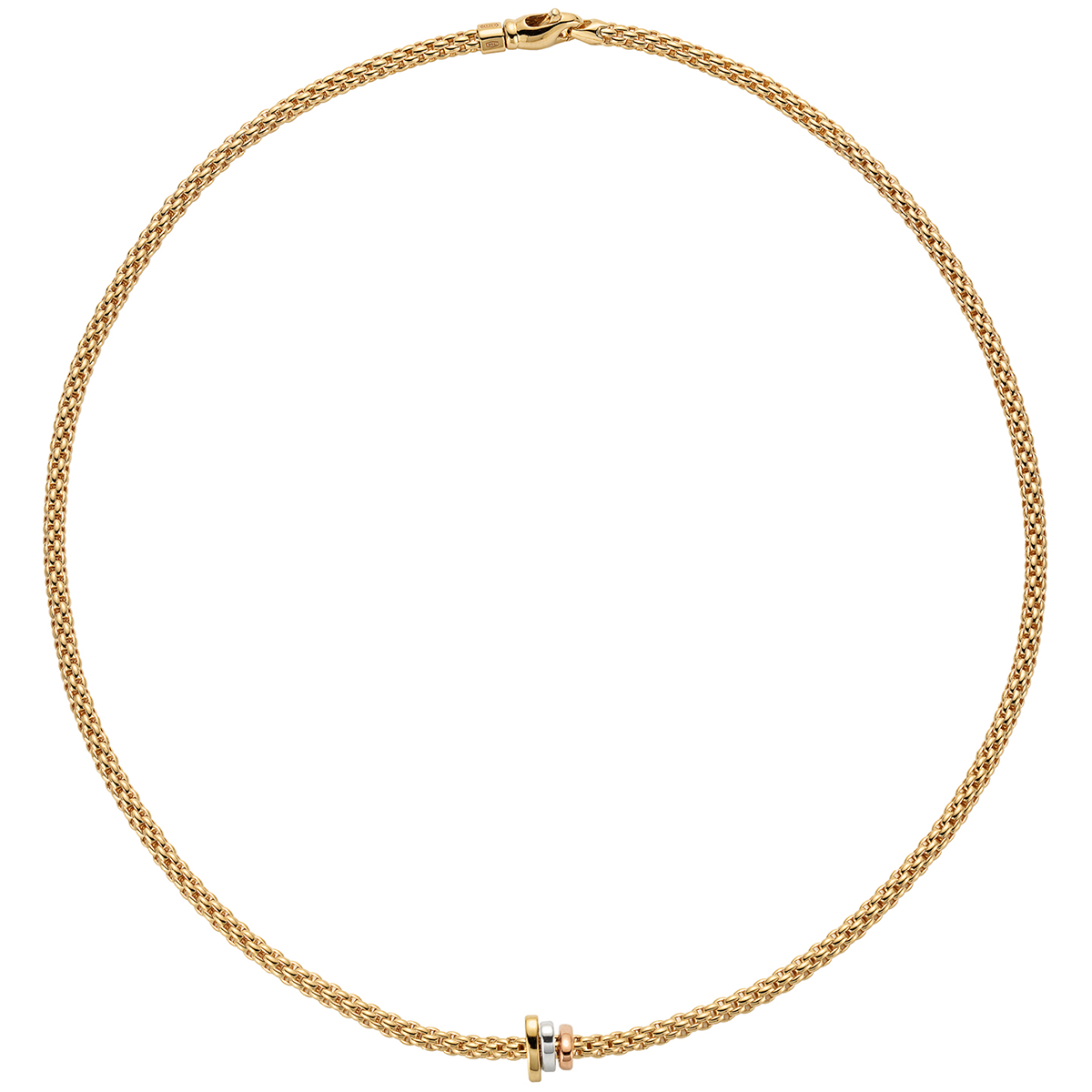 FOPE Prima 18ct Yellow Gold Necklace With Multi-Tone Rondels - Berry's Jewellers