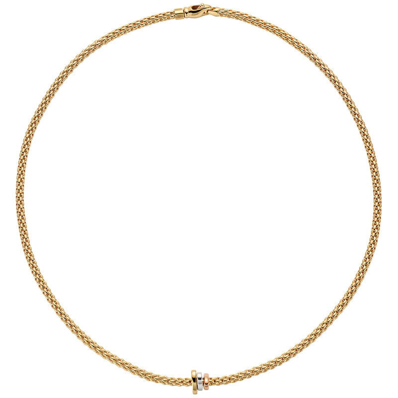 FOPE Prima 18ct Yellow Gold Necklace With Multi-Tone Rondels - Berry's Jewellers