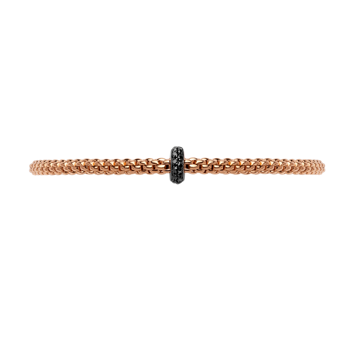 FOPE Prima 18ct Rose Gold Bracelet With Pavé Set Black Diamonds - Berry's Jewellers