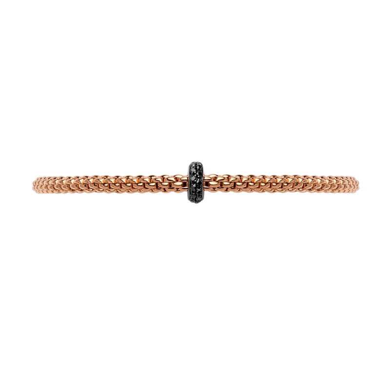FOPE Prima 18ct Rose Gold Bracelet With Pavé Set Black Diamonds - Berry's Jewellers