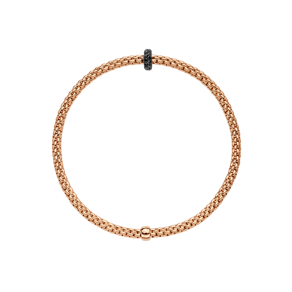 FOPE Prima 18ct Rose Gold Bracelet With Pavé Set Black Diamonds - Berry's Jewellers