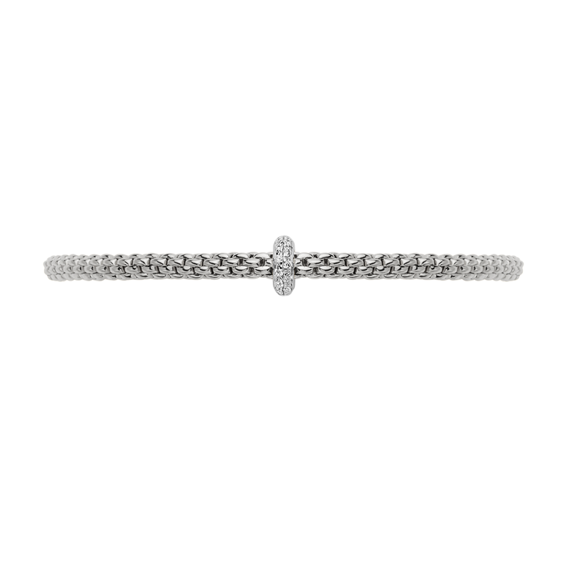 FOPE Prima 18ct White Gold Bracelet With Pavé Diamond Set Rondel - Berry's Jewellers