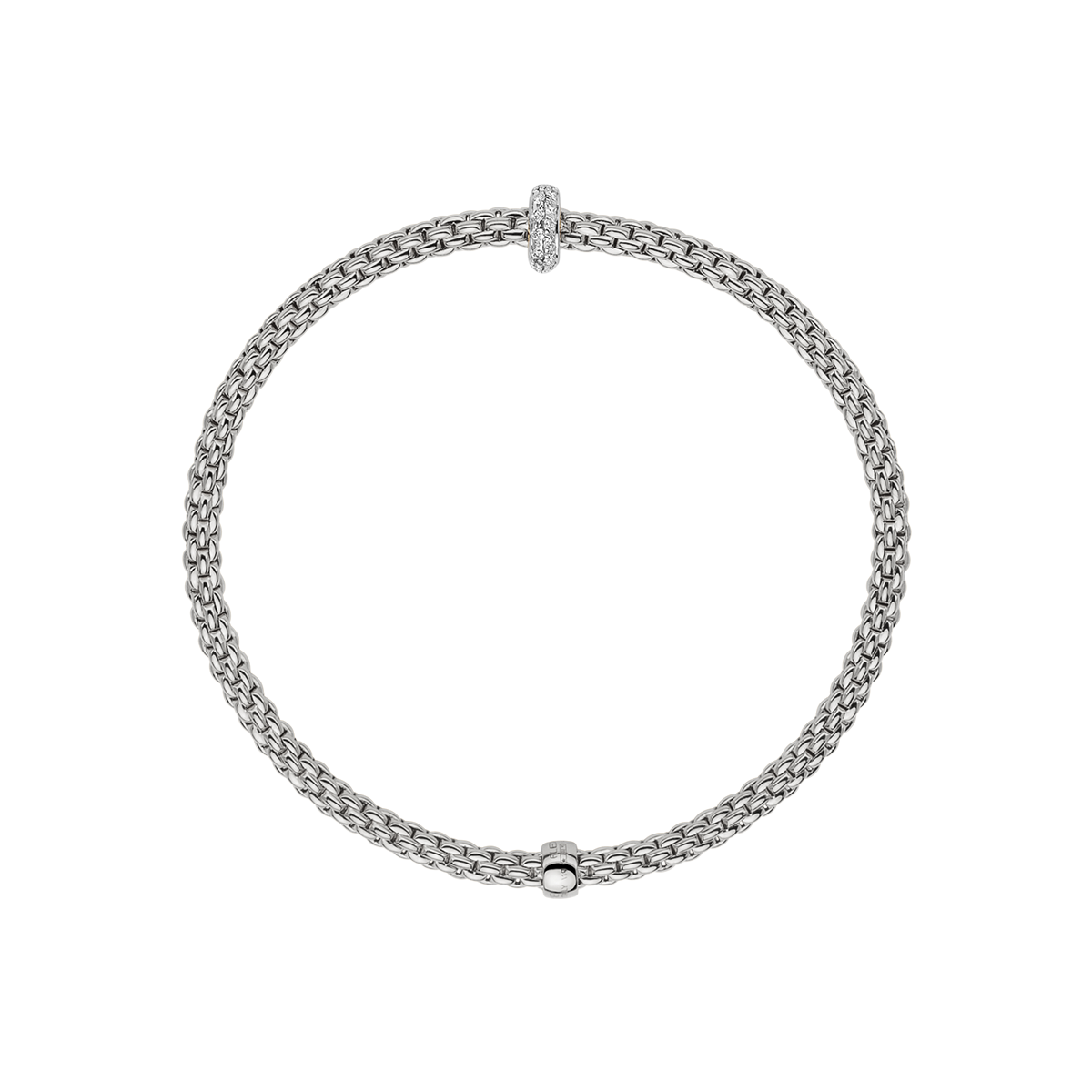 FOPE Prima 18ct White Gold Bracelet With Pavé Diamond Set Rondel - Berry's Jewellers