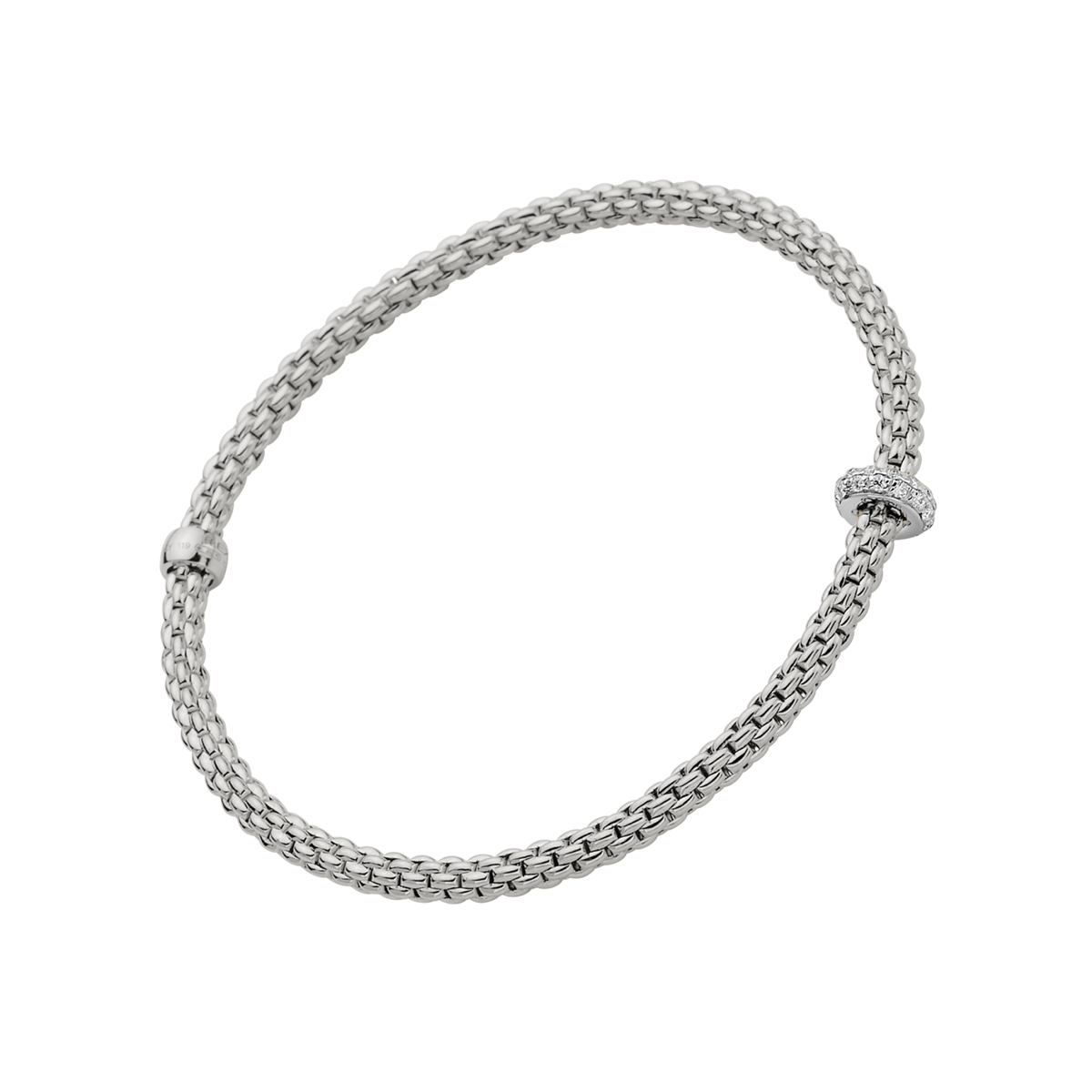 FOPE Prima 18ct White Gold Bracelet With Pavé Diamond Set Rondel - Berry's Jewellers