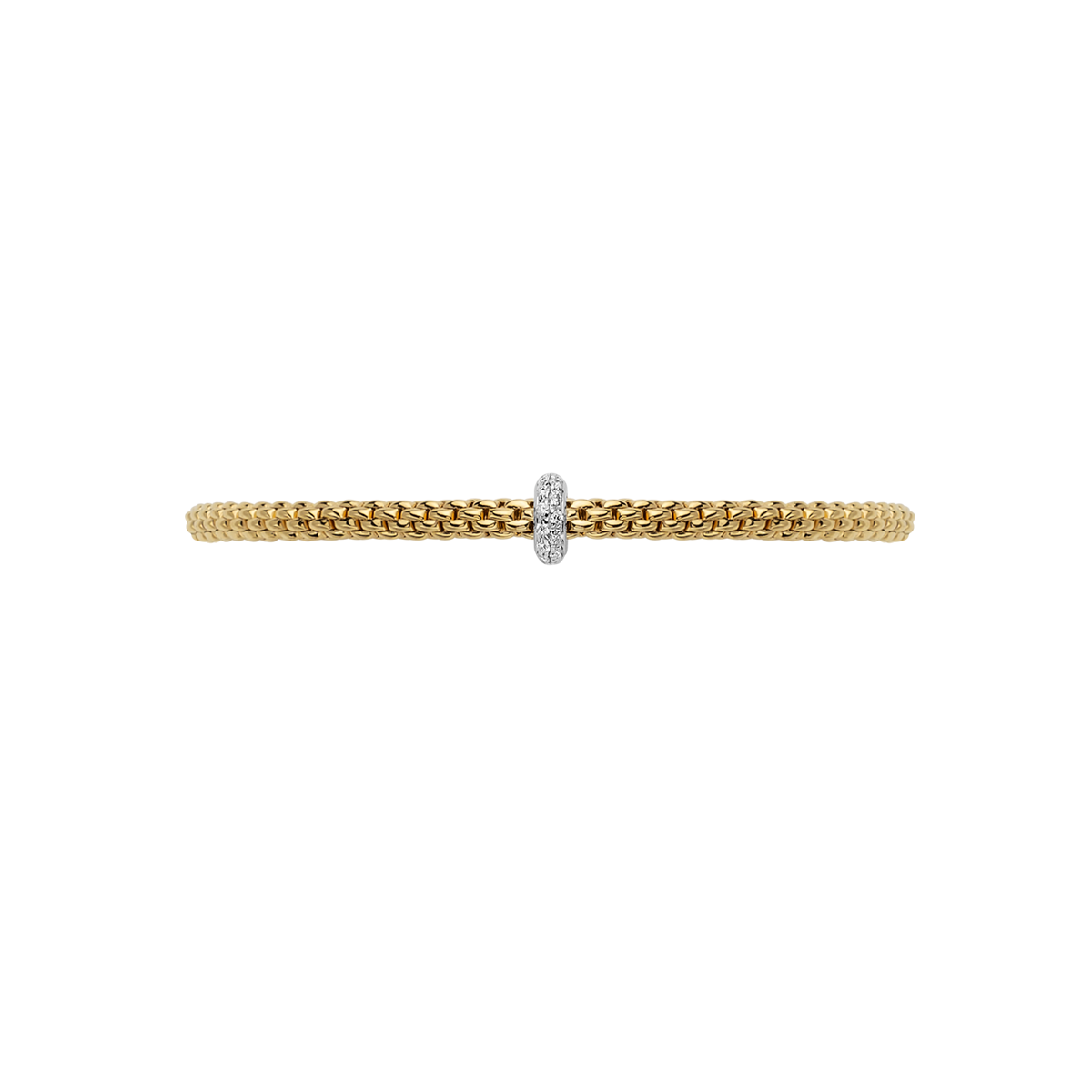 FOPE Prima 18ct Yellow Gold Bracelet With Pavé Diamond Set Rondel - Berry's Jewellers