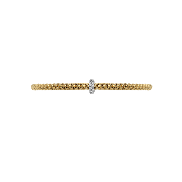 FOPE Prima 18ct Yellow Gold Bracelet With Pavé Diamond Set Rondel - Berry's Jewellers