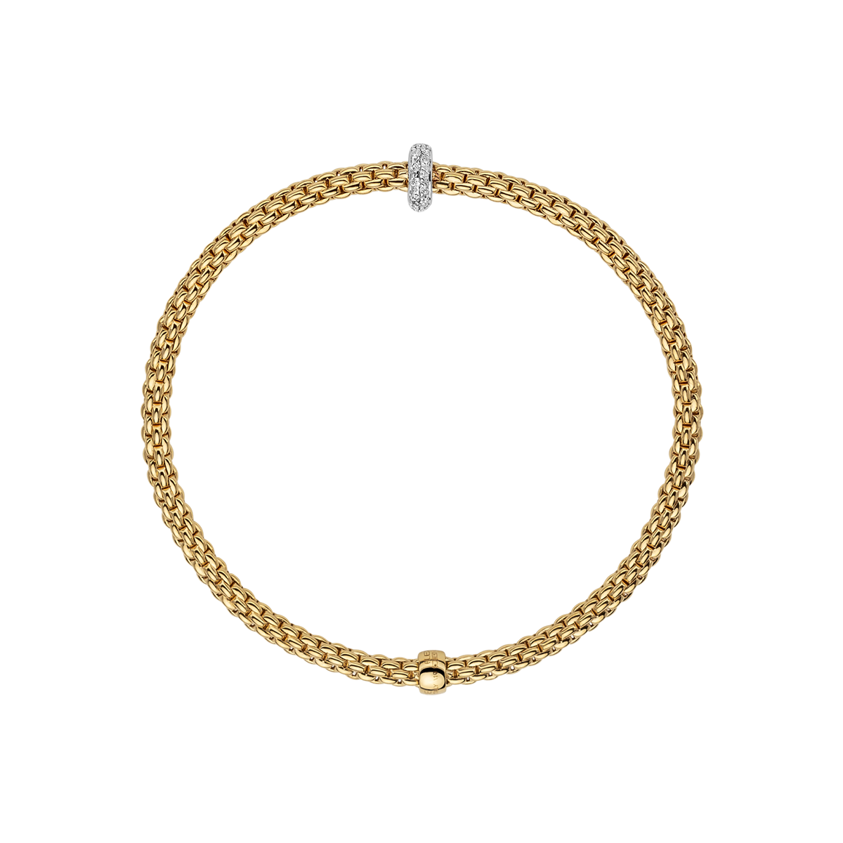 FOPE Prima 18ct Yellow Gold Bracelet With Pavé Diamond Set Rondel - Berry's Jewellers