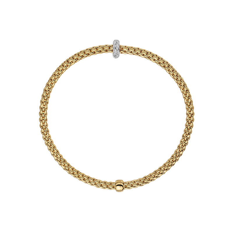 FOPE Prima 18ct Yellow Gold Bracelet With Pavé Diamond Set Rondel - Berry's Jewellers
