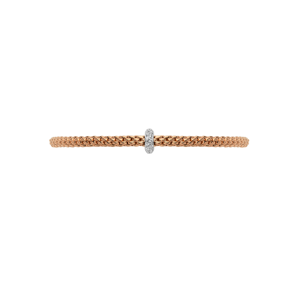 FOPE Prima 18ct Rose Gold Bracelet With Pavé Diamond Set Rondel - Berry's Jewellers