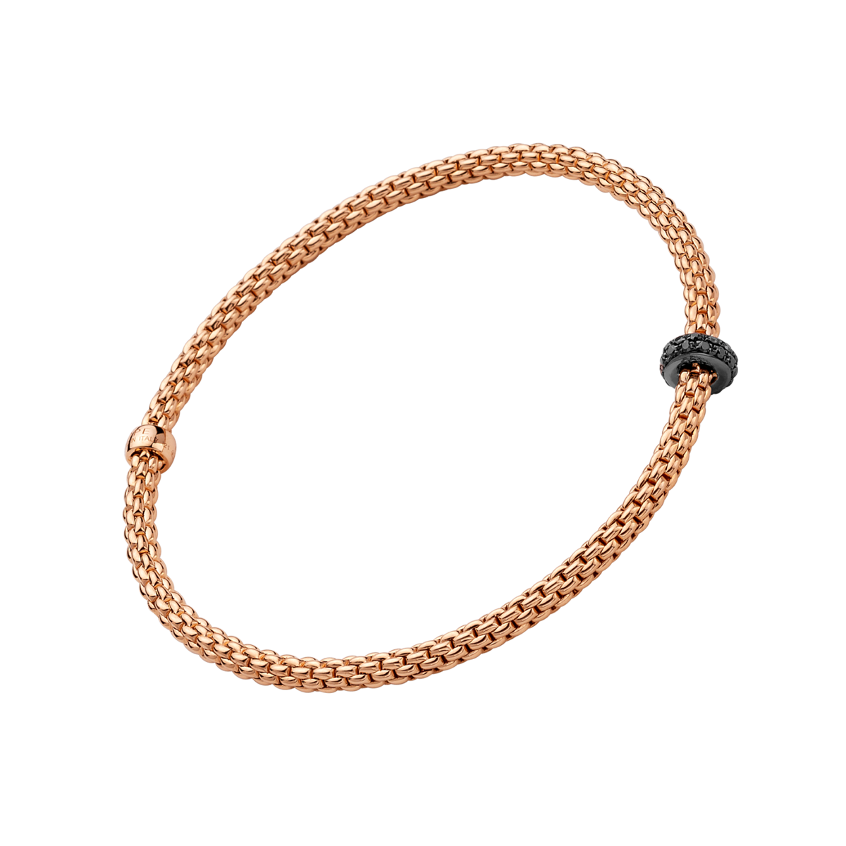 FOPE Prima 18ct Rose Gold Bracelet With Pavé Set Black Diamonds - Berry's Jewellers