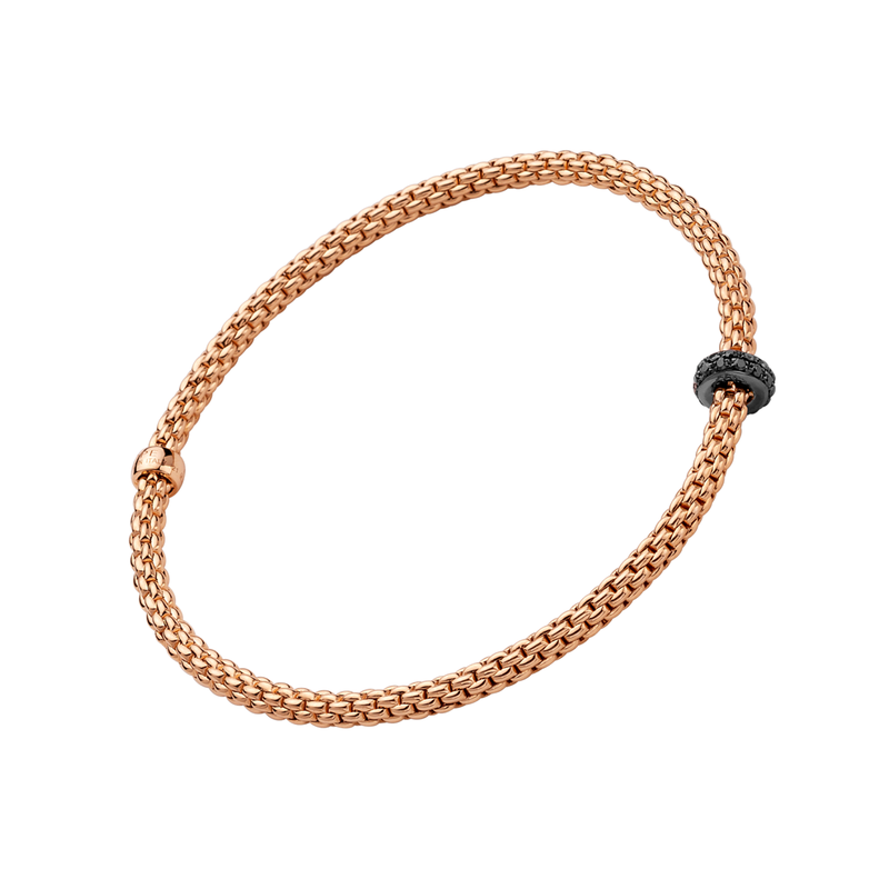 FOPE Prima 18ct Rose Gold Bracelet With Pavé Set Black Diamonds - Berry's Jewellers