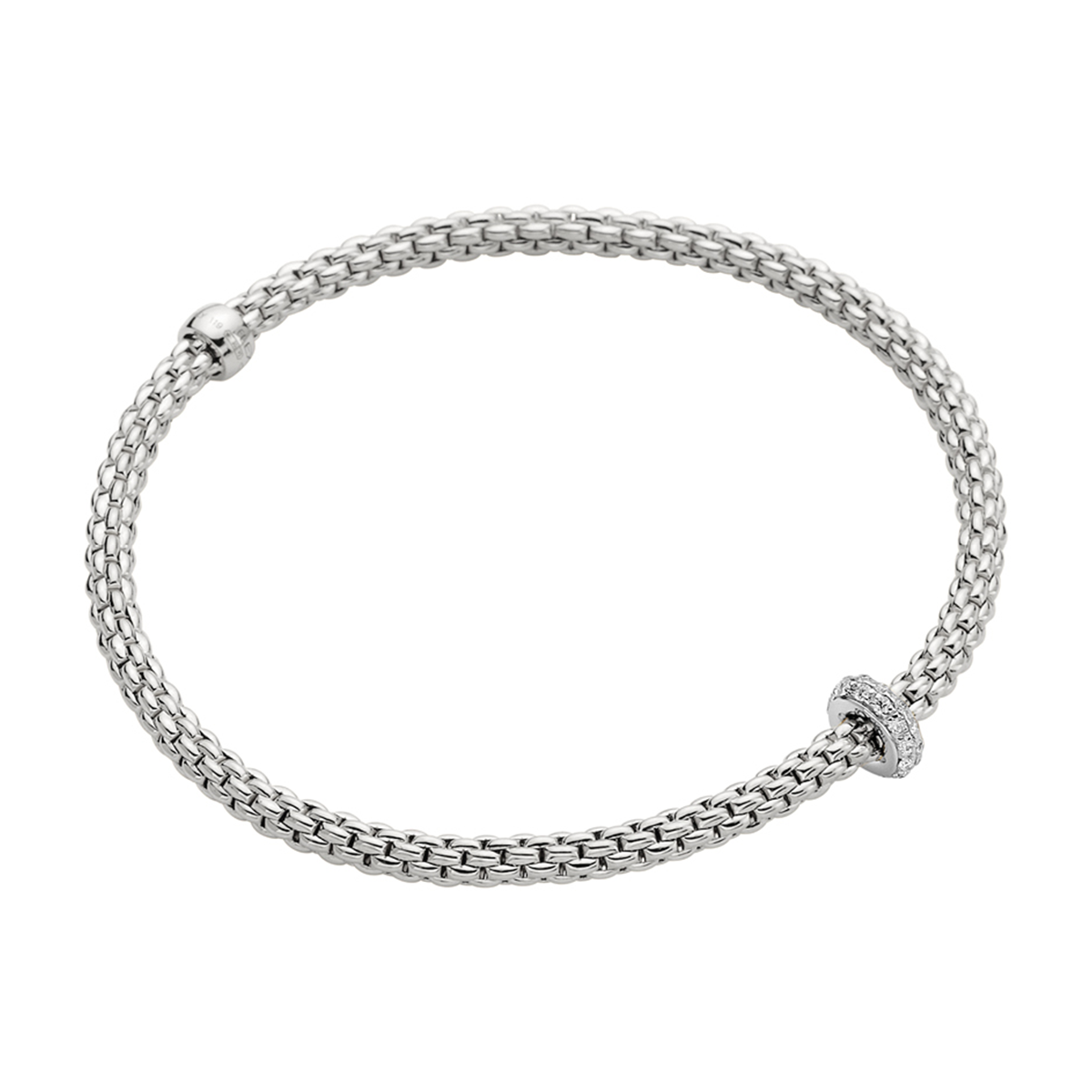 FOPE Prima 18ct White Gold Bracelet With Pavé Diamond Set Rondel - Berry's Jewellers