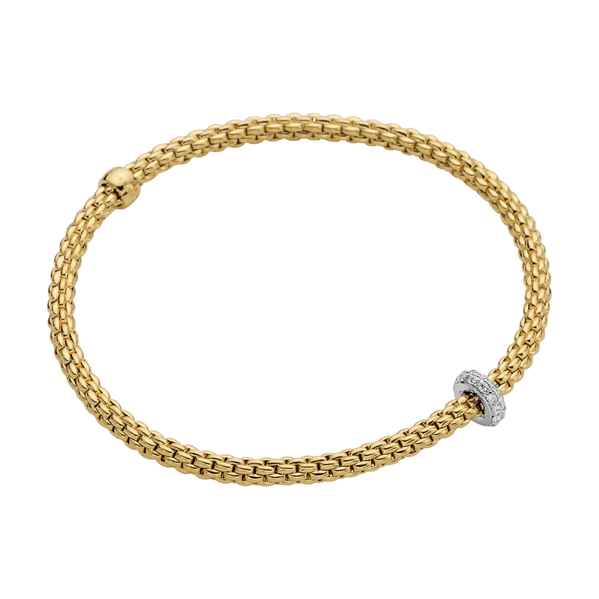 FOPE Prima 18ct Yellow Gold Bracelet With Pavé Diamond Set Rondel - Berry's Jewellers