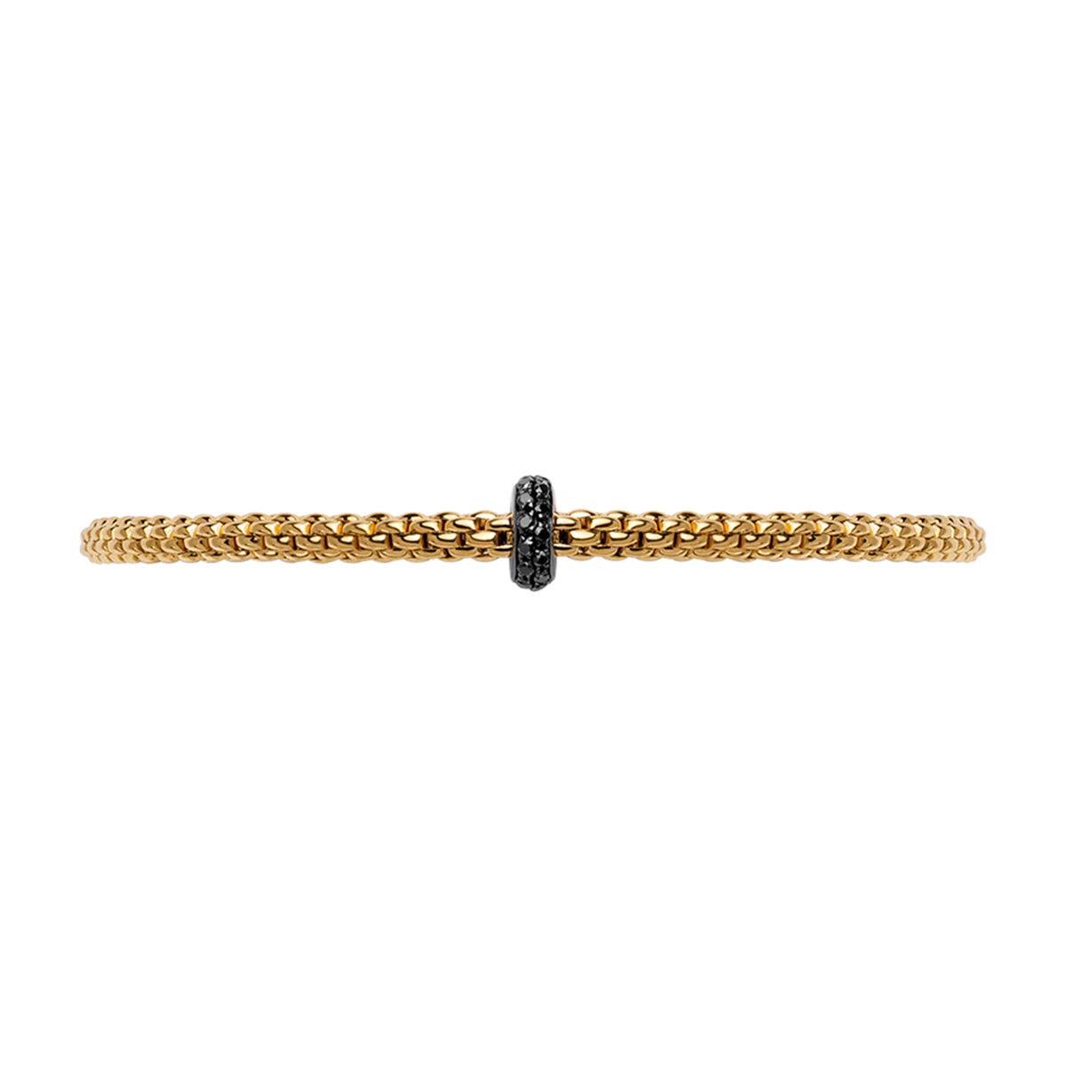 FOPE Prima 18ct Yellow Gold Bracelet With Pavé Set Black Diamonds - Berry's Jewellers
