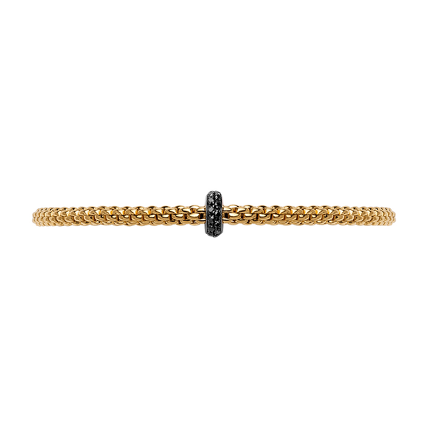 FOPE Prima 18ct Yellow Gold Bracelet With Pavé Set Black Diamonds - Berry's Jewellers