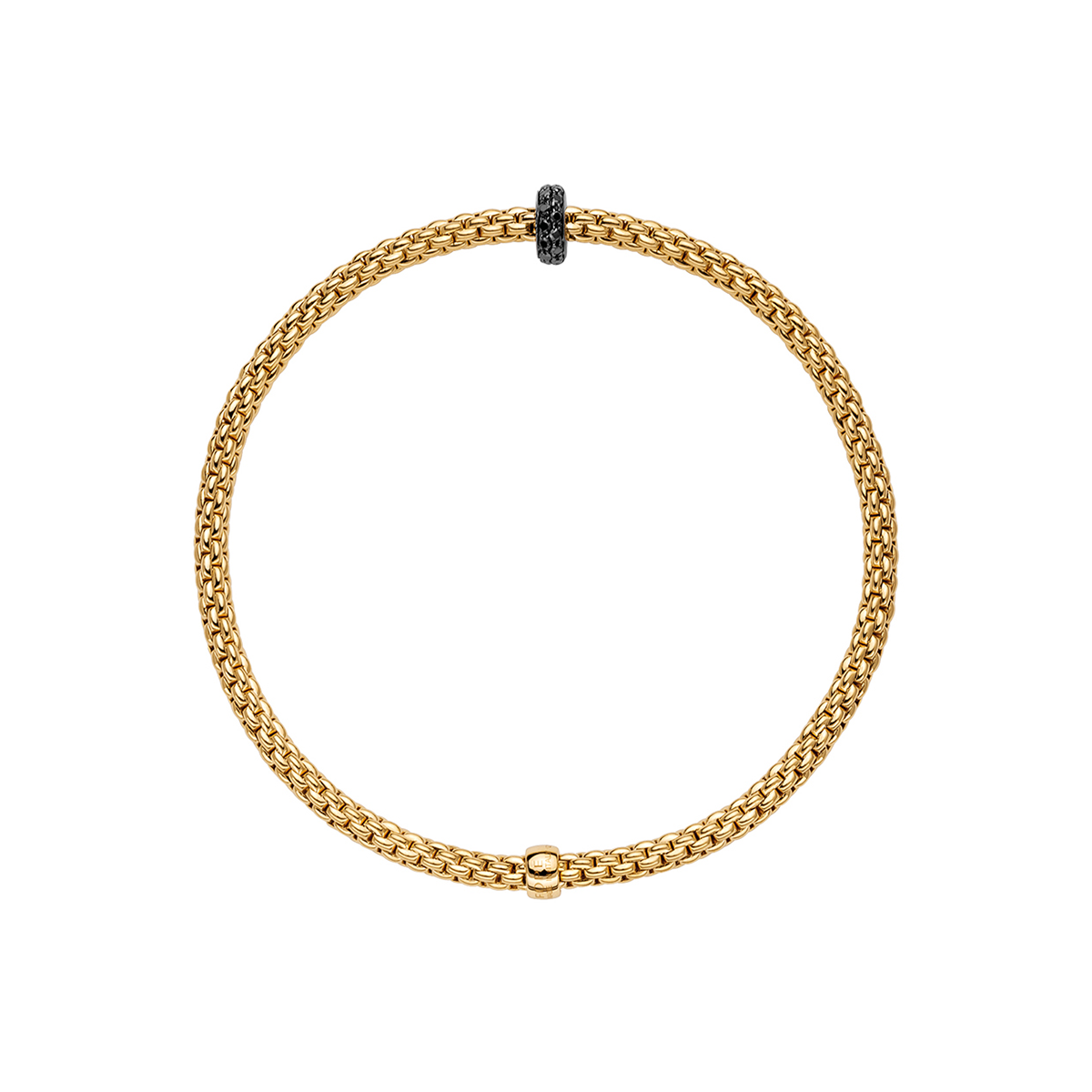FOPE Prima 18ct Yellow Gold Bracelet With Pavé Set Black Diamonds - Berry's Jewellers