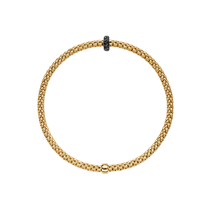 FOPE Prima 18ct Yellow Gold Bracelet With Pavé Set Black Diamonds - Berry's Jewellers