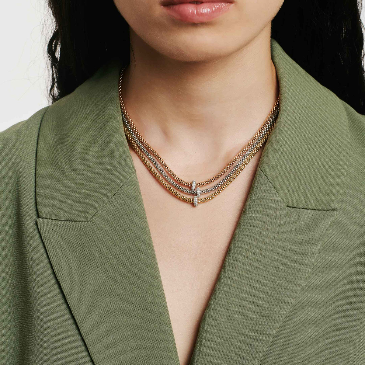 FOPE Prima 18ct Rose Gold Necklace With Pavé Set Diamond Rondel - Berry's Jewellers