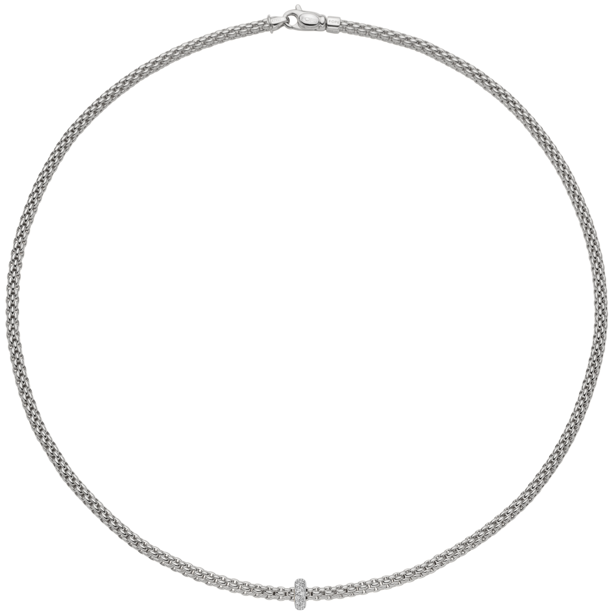 FOPE Prima 18ct White Gold Necklace With Pavé Diamond Set Rondel - Berry's Jewellers
