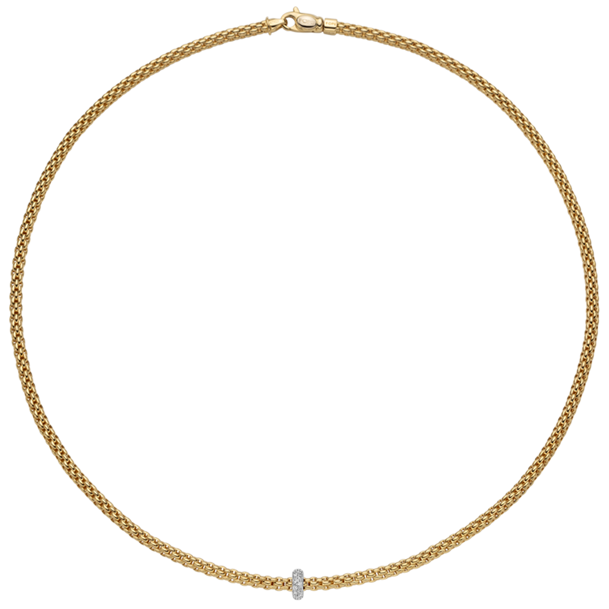 FOPE Prima 18ct Yellow Gold Necklace With Pavé Diamond Set Rondel - Berry's Jewellers