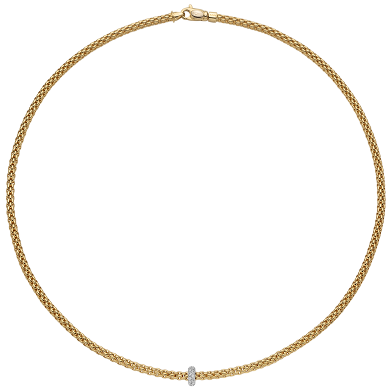FOPE Prima 18ct Yellow Gold Necklace With Pavé Diamond Set Rondel - Berry's Jewellers