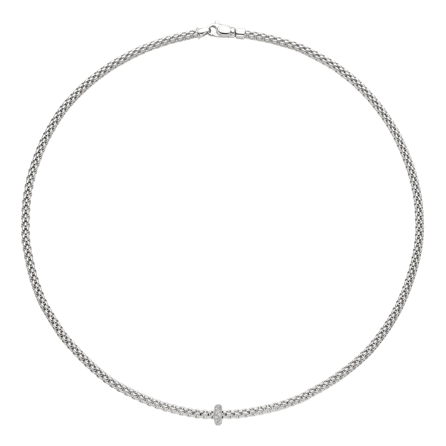 Prima 18ct White Gold Necklace With Diamond Set Rondel