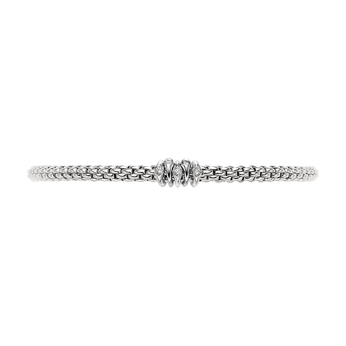 FOPE Prima 18ct White Gold Bracelet with Five Diamond Set Rondels - Berry's Jewellers