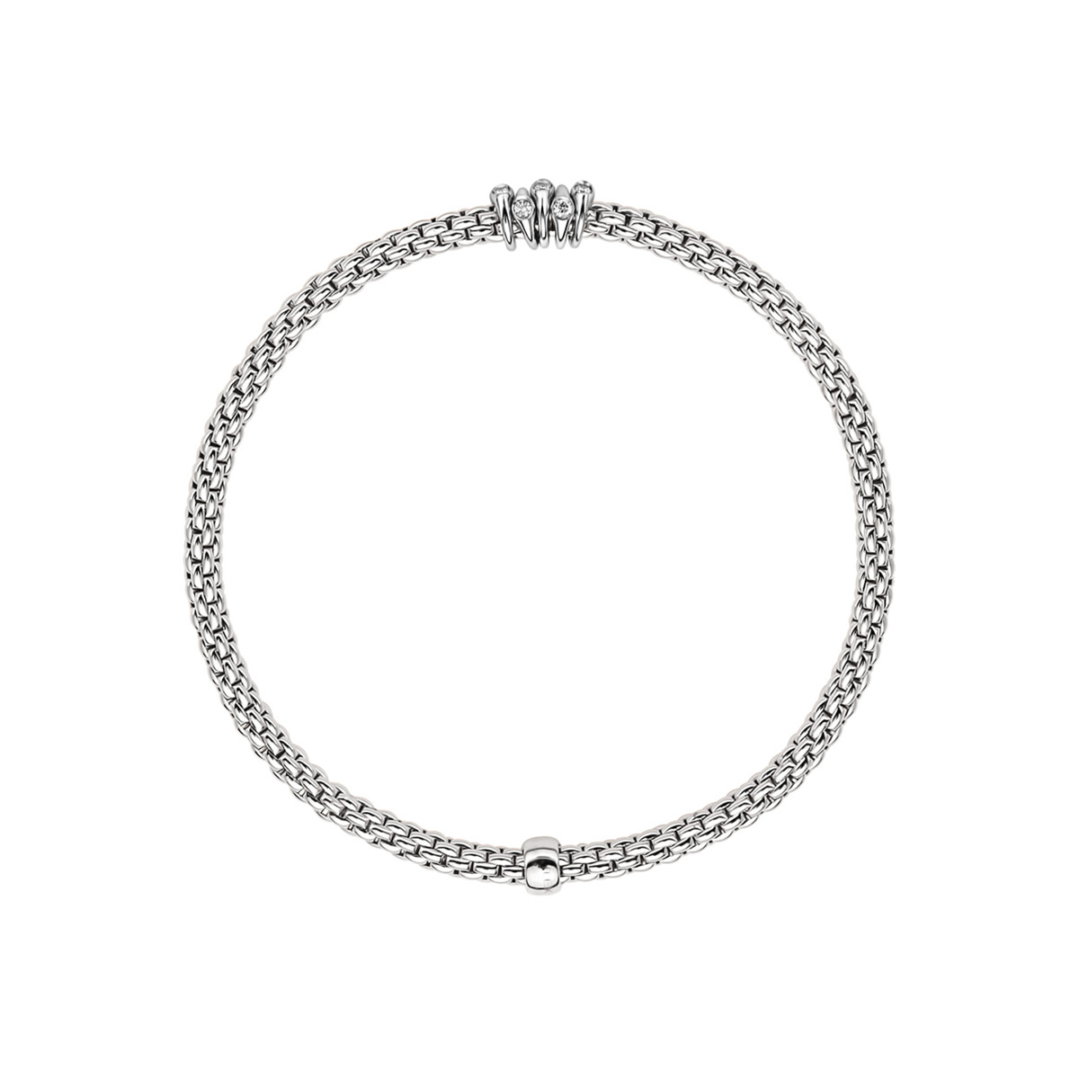 FOPE Prima 18ct White Gold Bracelet with Five Diamond Set Rondels - Berry's Jewellers