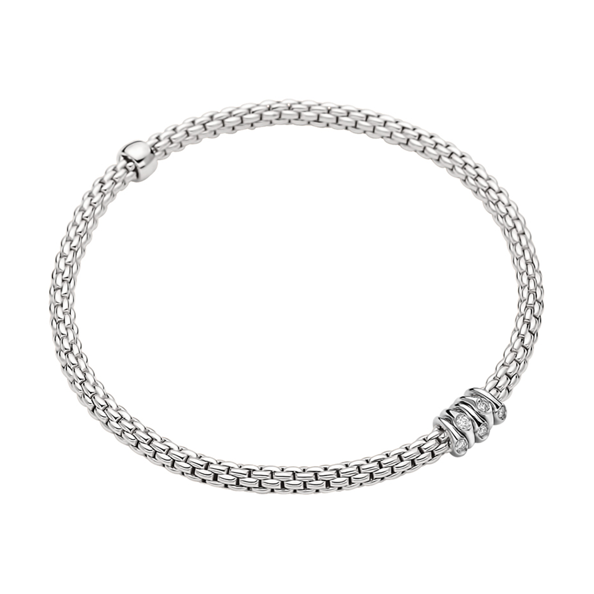 FOPE Prima 18ct White Gold Bracelet with Five Diamond Set Rondels - Berry's Jewellers