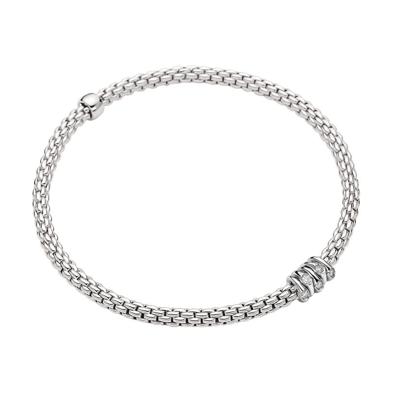 FOPE Prima 18ct White Gold Bracelet with Five Diamond Set Rondels - Berry's Jewellers