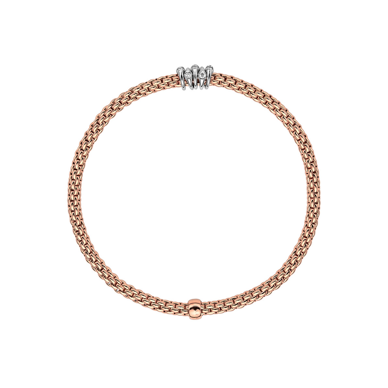 FOPE Prima 18ct Rose Gold Bracelet With Five Diamond Set Rondels - Berry's Jewellers