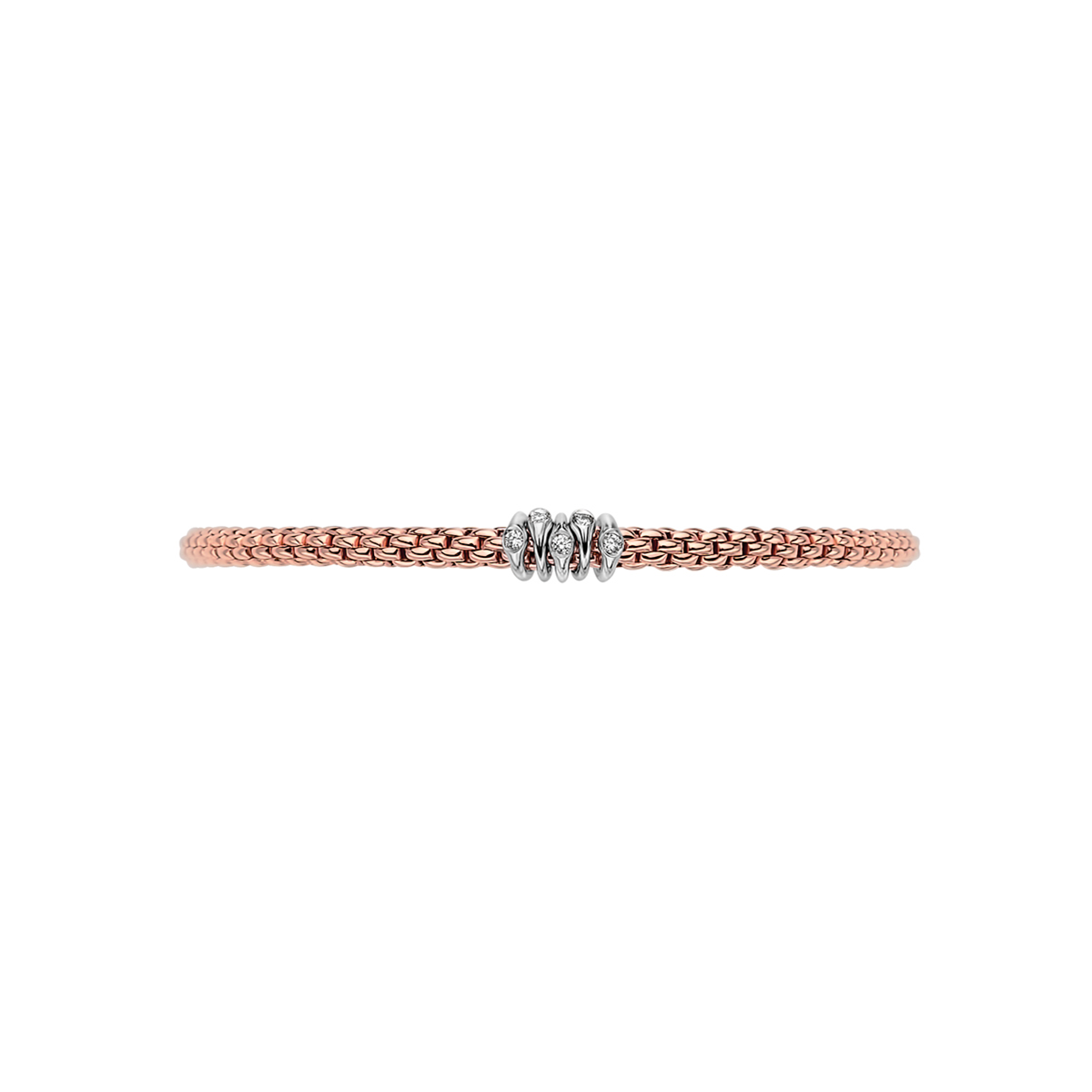 FOPE Prima 18ct Rose Gold Bracelet With Five Diamond Set Rondels - Berry's Jewellers